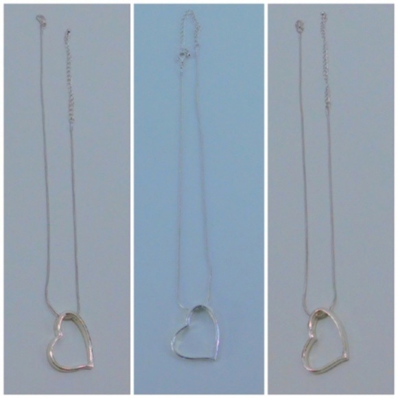 Silvertone Heart Pendant Necklace - Picture 4 of 8